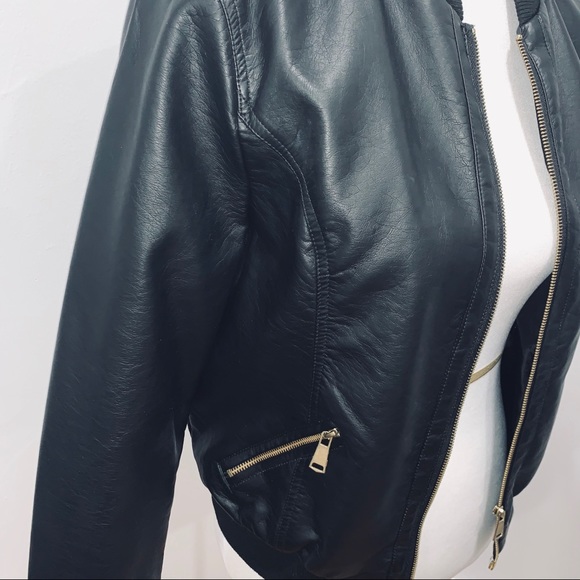 CR NWOT Faux Leather Bomber Jacket - Picture 2 of 5